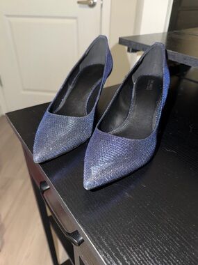 Michael Kors Navy Sparkle Pointed-Toe Pumps